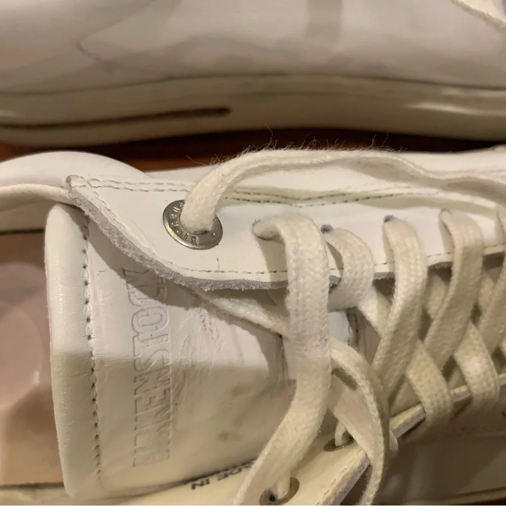 Birkenstock White Leather Lace-Up Sneakers — Classic Low-Top - Picture 4 of 6